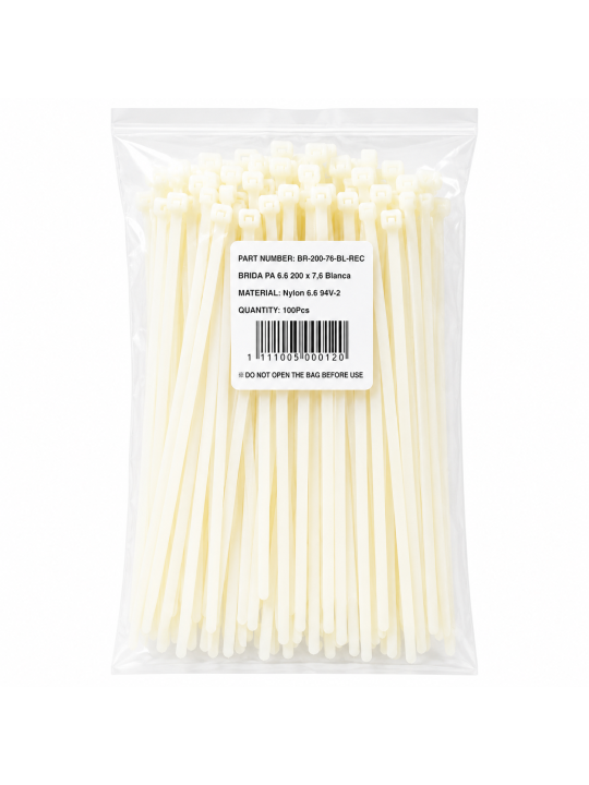 BRIDAS BLANCAS NYLON 200X7.6 MM