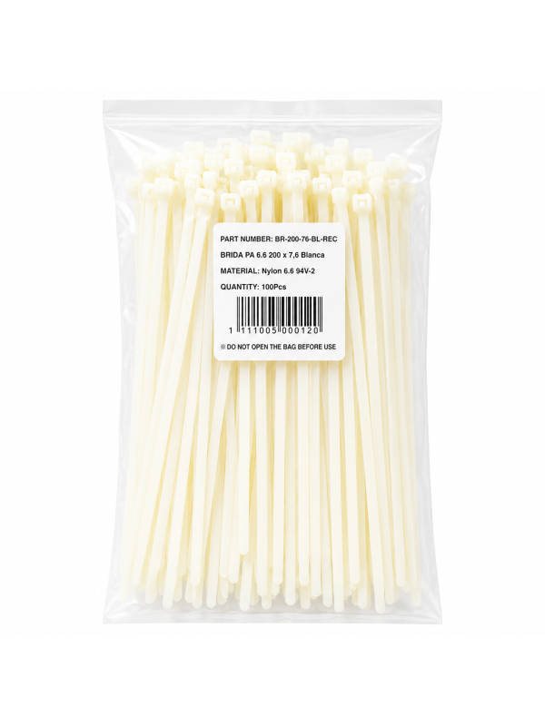BRIDAS BLANCAS NYLON 200X7.6 MM