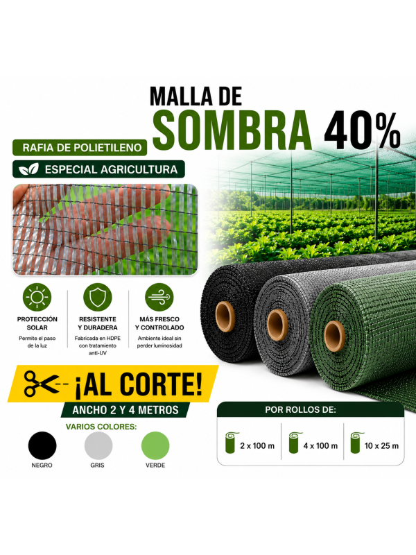 MALLA SOMBREO 40% AL CORTE