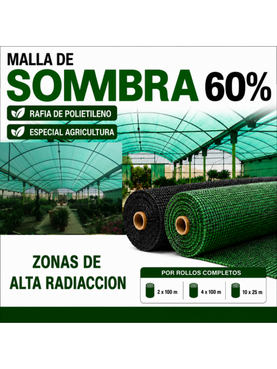 MALLA SOMBREO 60% ROLLOS