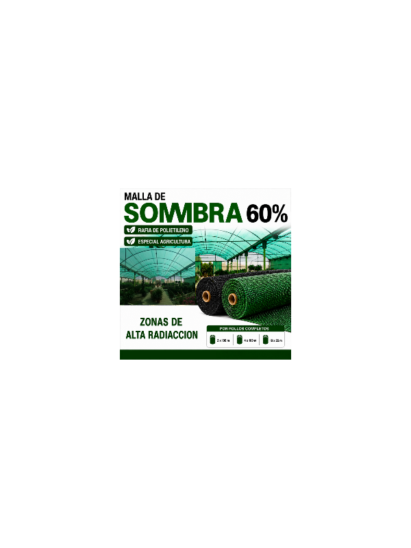 MALLA SOMBREO 60% ROLLOS