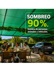 Malla de sombreo 90% confeccionada color verde 8x 8 metros - Mallas y Plásticos