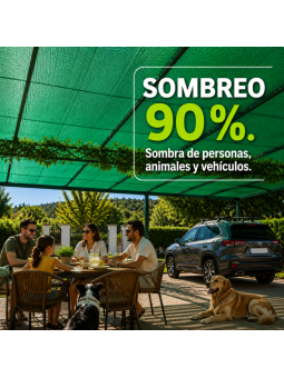 Malla de sombreo 90% confeccionada color verde 8x 8 metros - Mallas y Plásticos