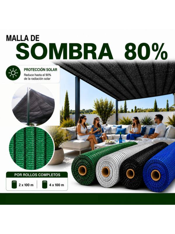 MALLA SOMBREO 80%  ROLLOS
