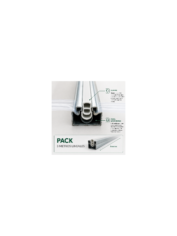 Perfil cincado con Clip PVC para Invernaderos.
