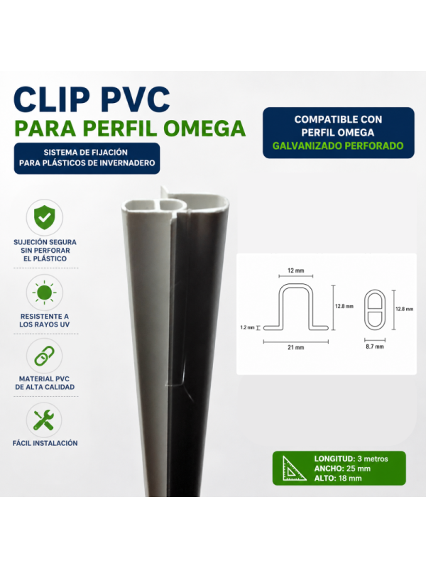 PERFIL DE PVC DOS PIEZAS. 3 METROS LARGO