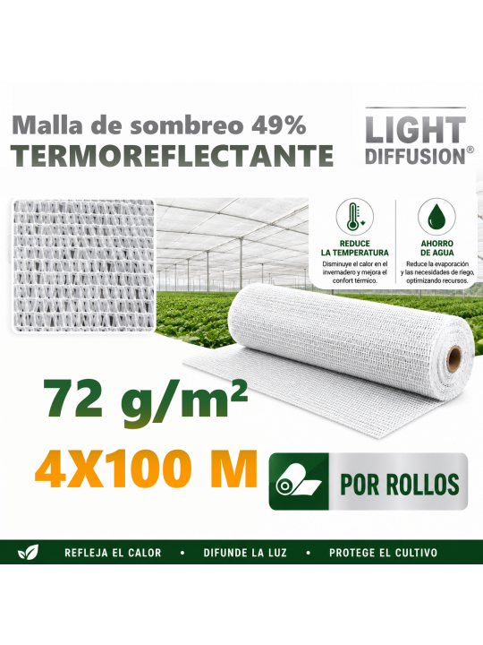 MALLA DE SOMBREO TERMOREFLECTANTE ROLLOS 4x100 m