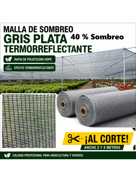 MALLA DE SOMBREO TERMOREFLECTANTE GRIS PLATA al corte
