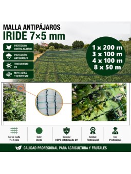 ANTIPAJAROS ANTIGRANIZO.IRIDE LUZ MALLA 7X5 MM