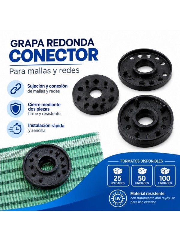 GRAPA REDONDA CONECTOR. A la venta en paquetes de 25,  50, 100 unidades